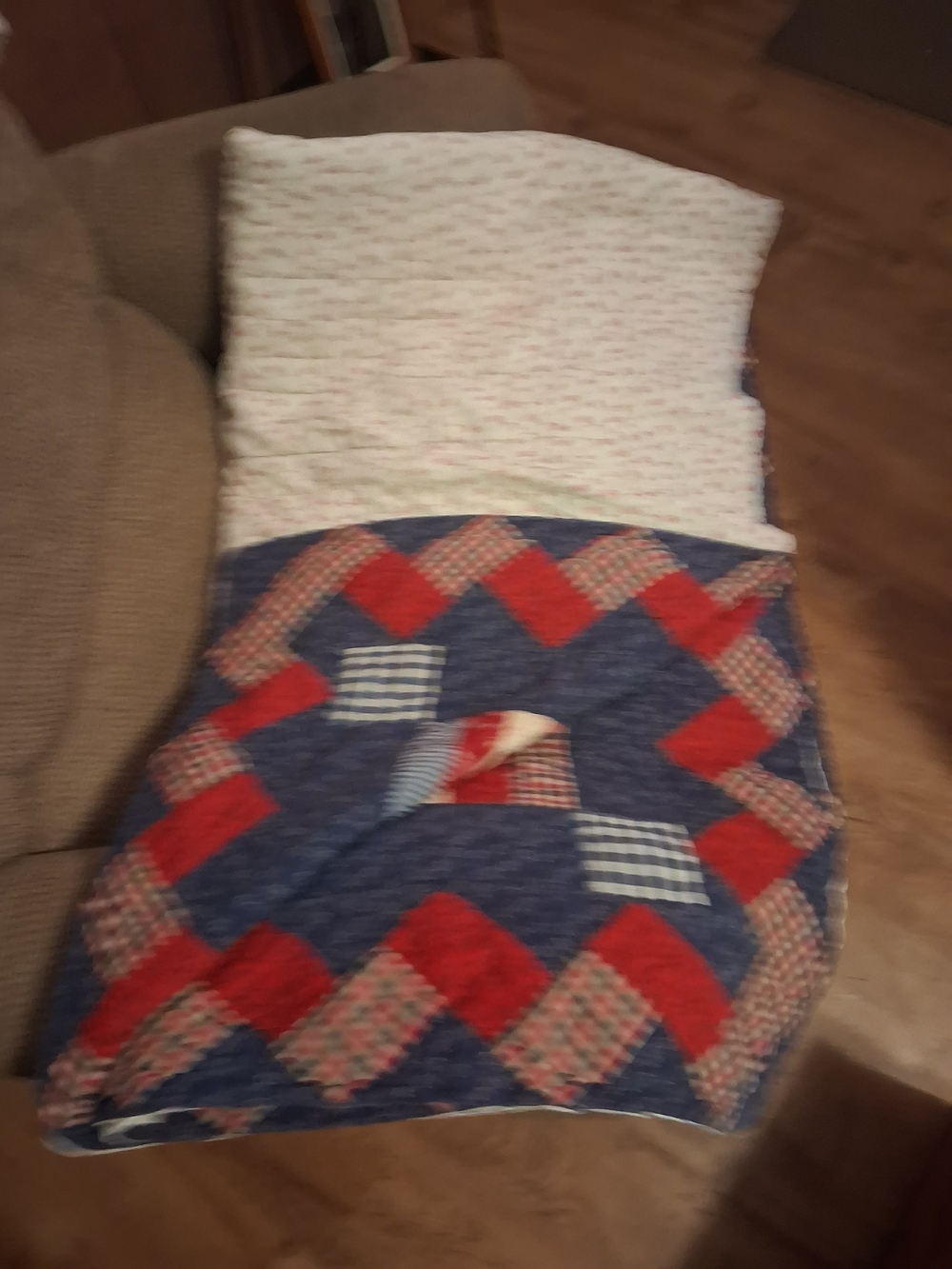 Plaid Patchwork Blue and Red Bedding Throw